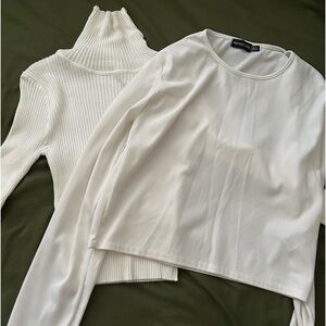 Two White Long Sleeve Tops